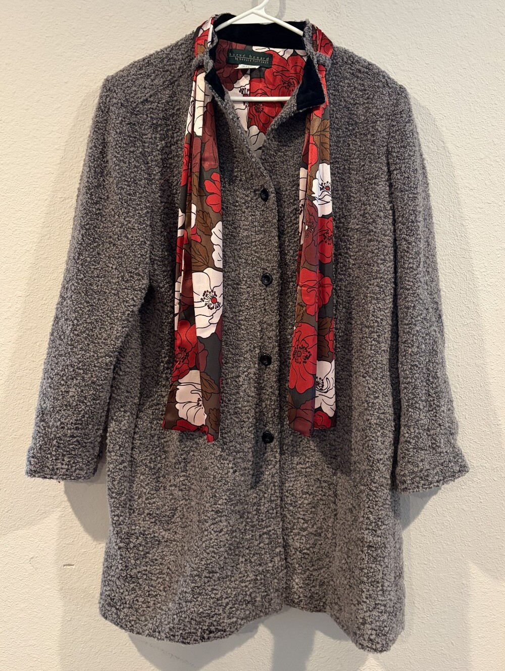 Harve Benard Womens Classic Casual Granny Grey Wool Blend Teddy Pea Coat Size 14